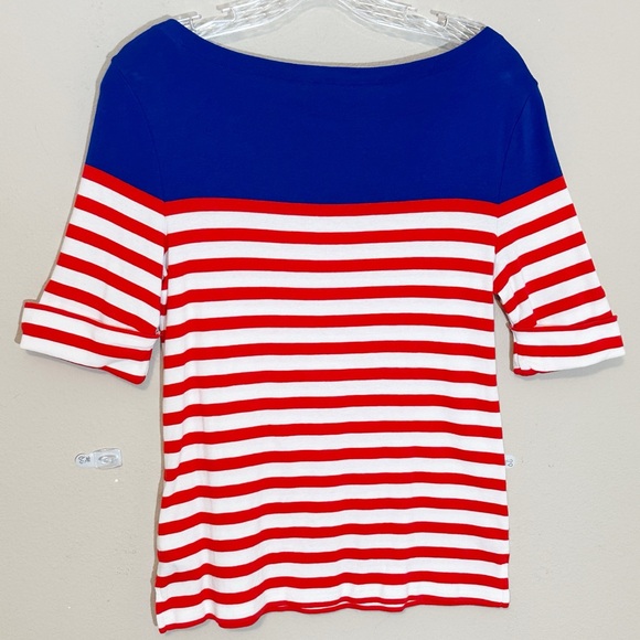 Ralph Lauren (size PL)Red White and Blue stripes Cotton Boatneck Knit Top - Picture 6 of 10